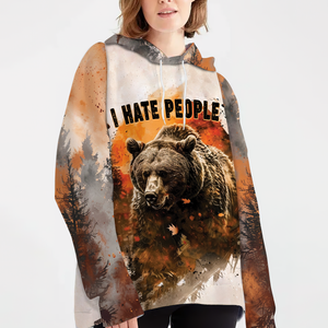 Bear Forest I Hate People All Over Print Shirt