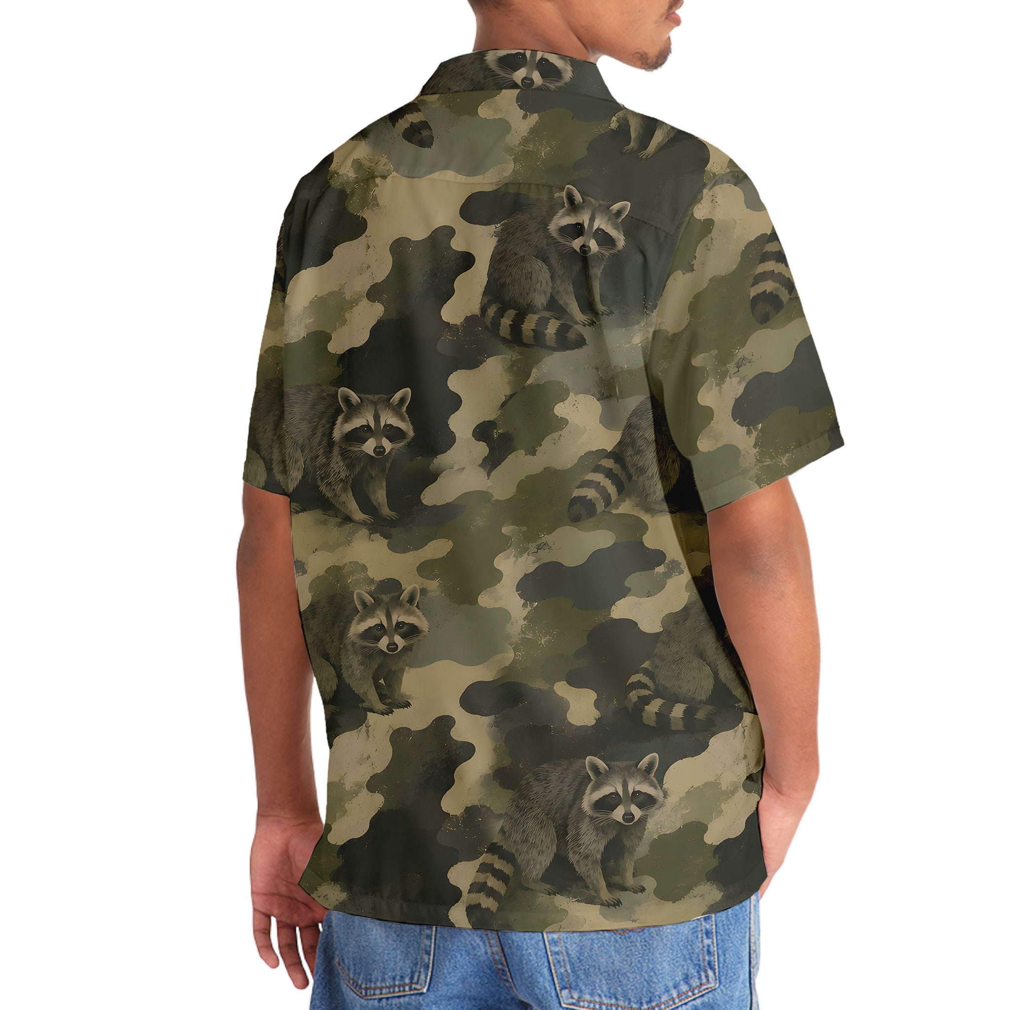 Raccoon Camouflage Graphic Pattern Hawaiian Shirt