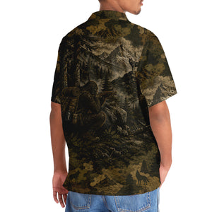 Bigfoot Wolf Hunting Camouflage Funny Hawaiian Shirt