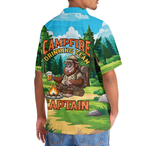 Custom Name Bigfoot Campfire Drinking Team Captain Hawaiian Shirt