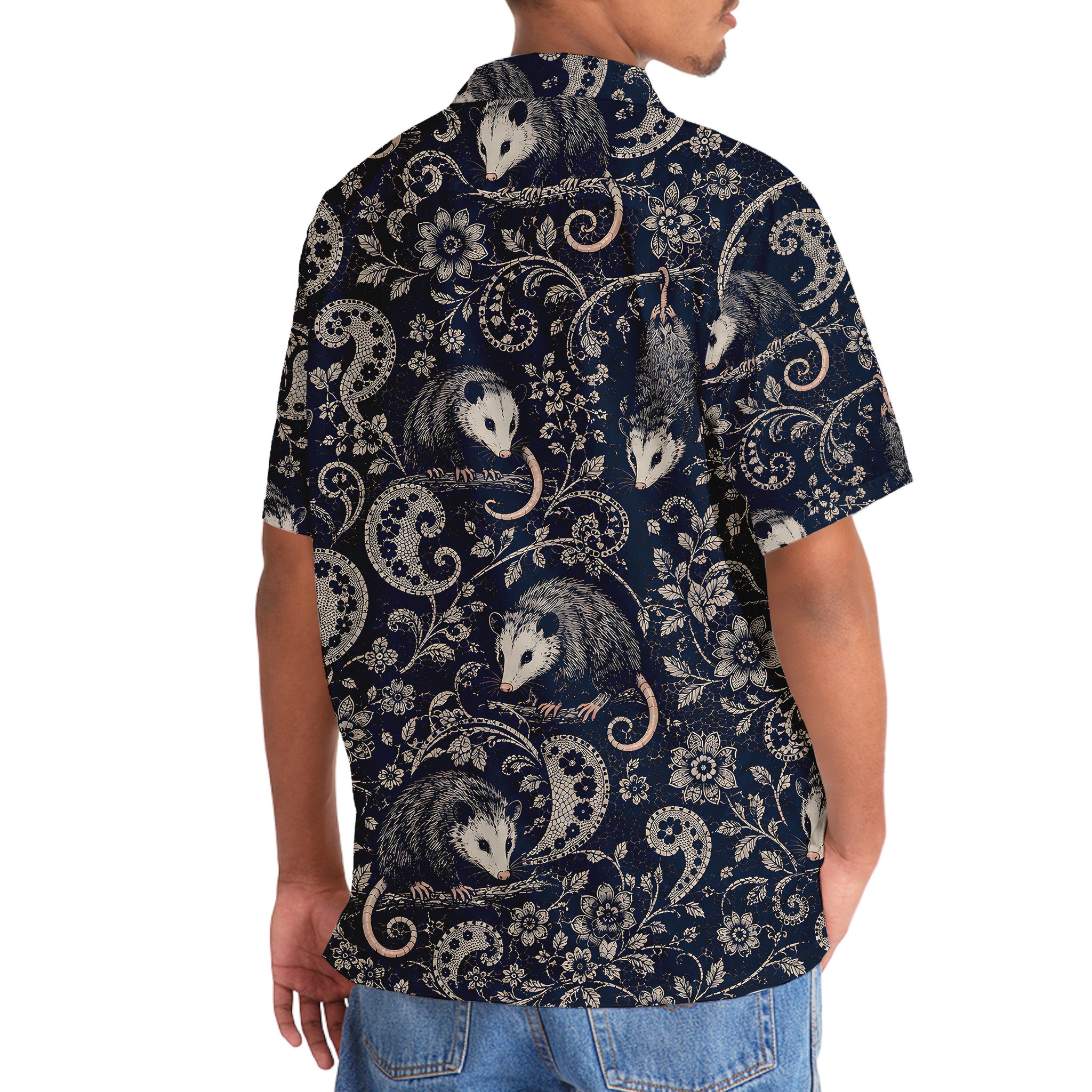 Midnight Opossum Paisley Hawaiian Shirt