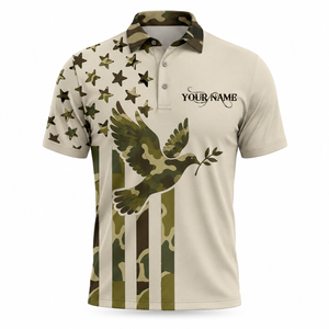 Custom Name Dove Hunting Camouflage Style Men Polo Shirt