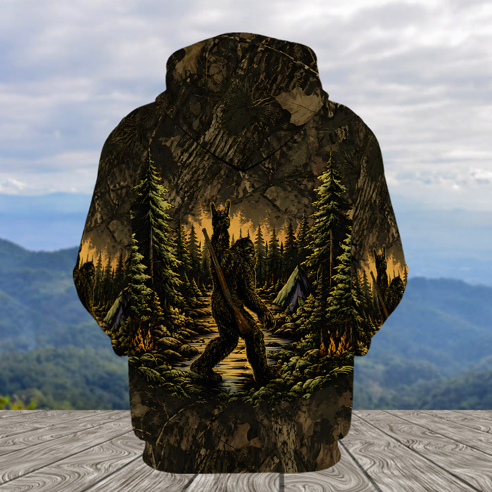 Bigfoot Camouflage Hunting All Over Print Shirt