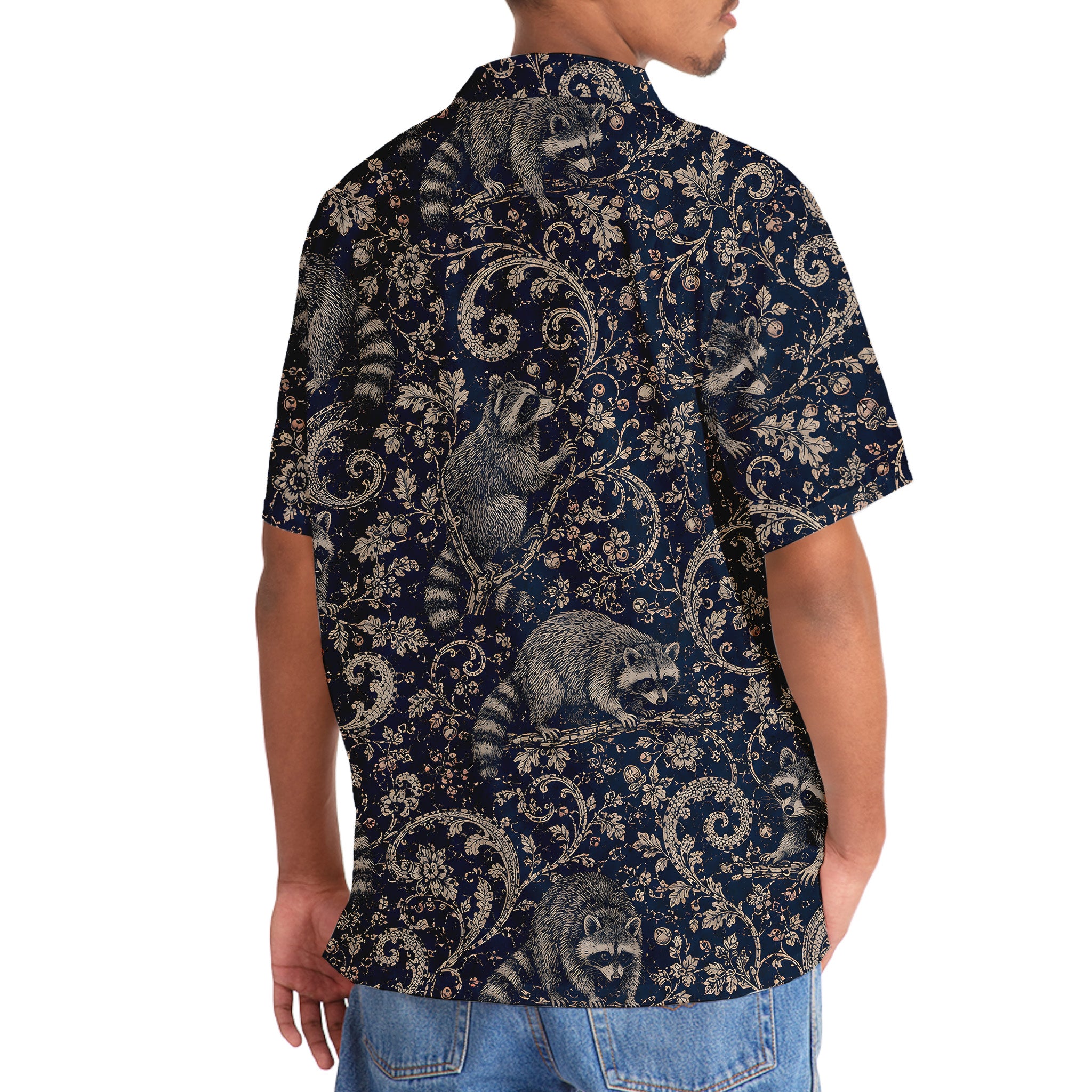 Midnight Raccoon Paisley Hawaiian Shirt