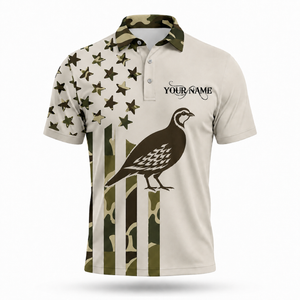 Custom Name Partridge Hunting Camouflage Style Men Polo Shirt