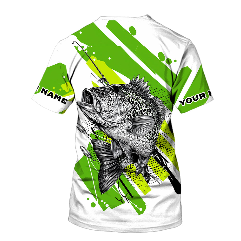 Custom Name Crappie Fish Green All Over Print Shirt
