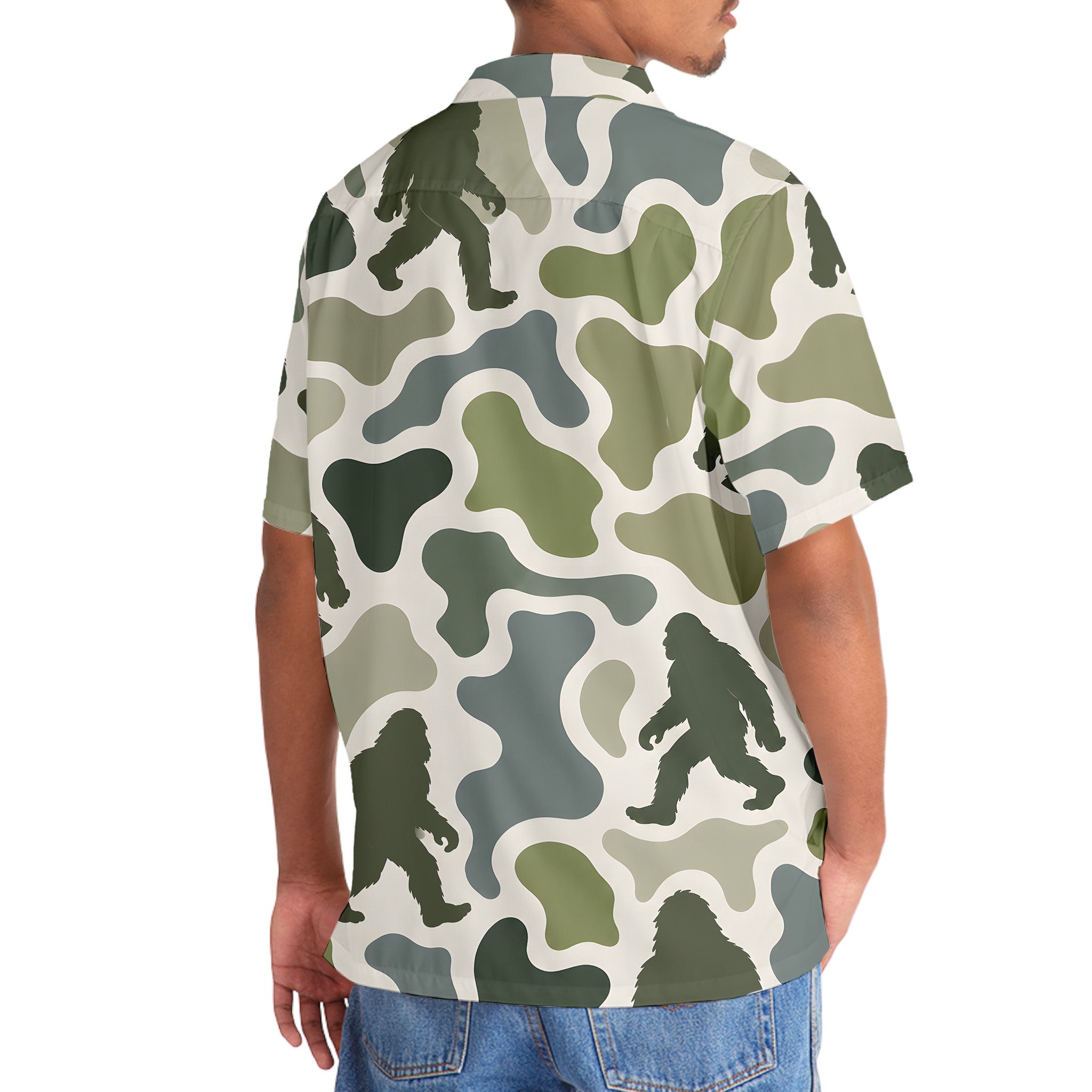 Bigfoot Camouflage Hunting Funny Pattern Hawaiian Shirt