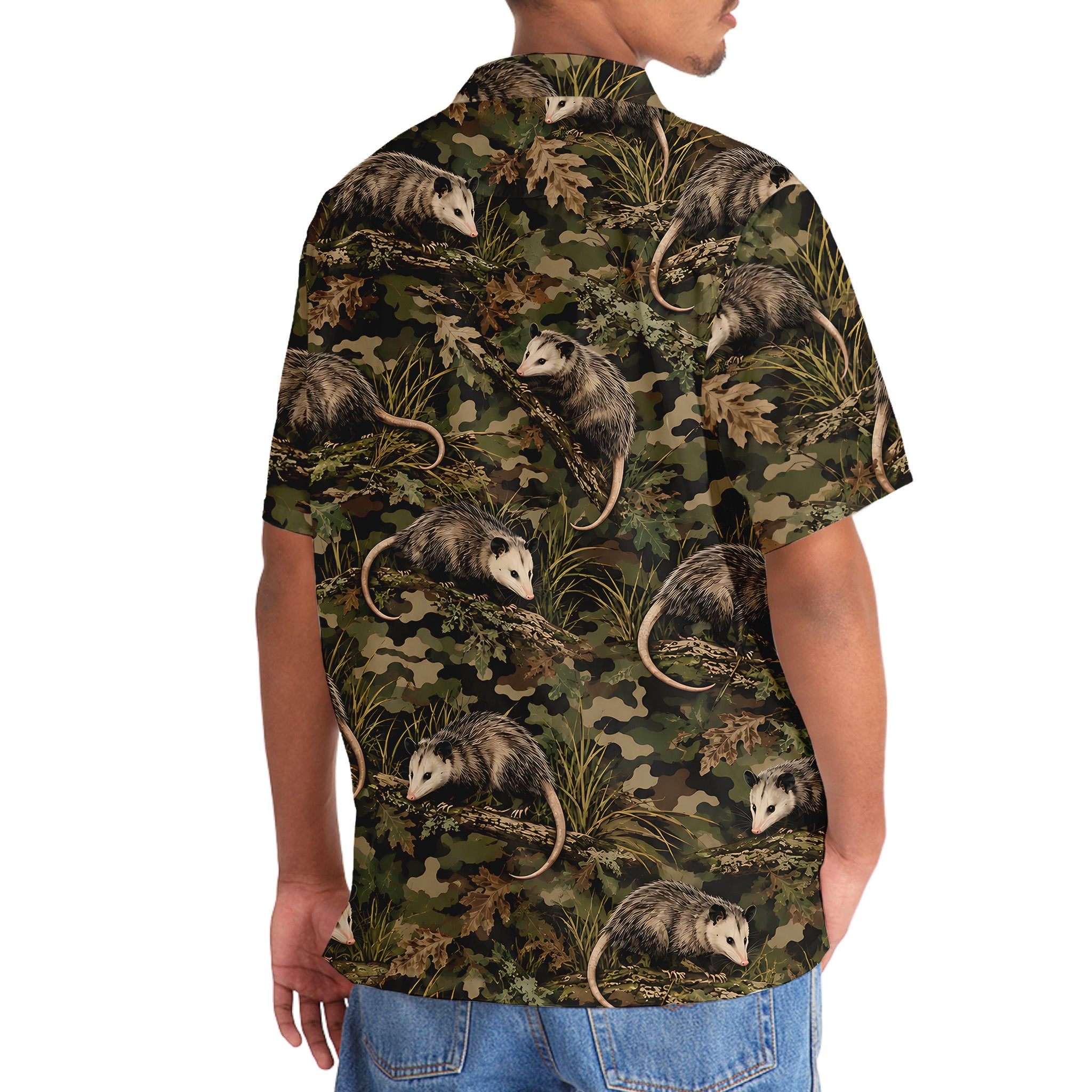 Woodland Opossum Camouflage Hawaiian Shirt
