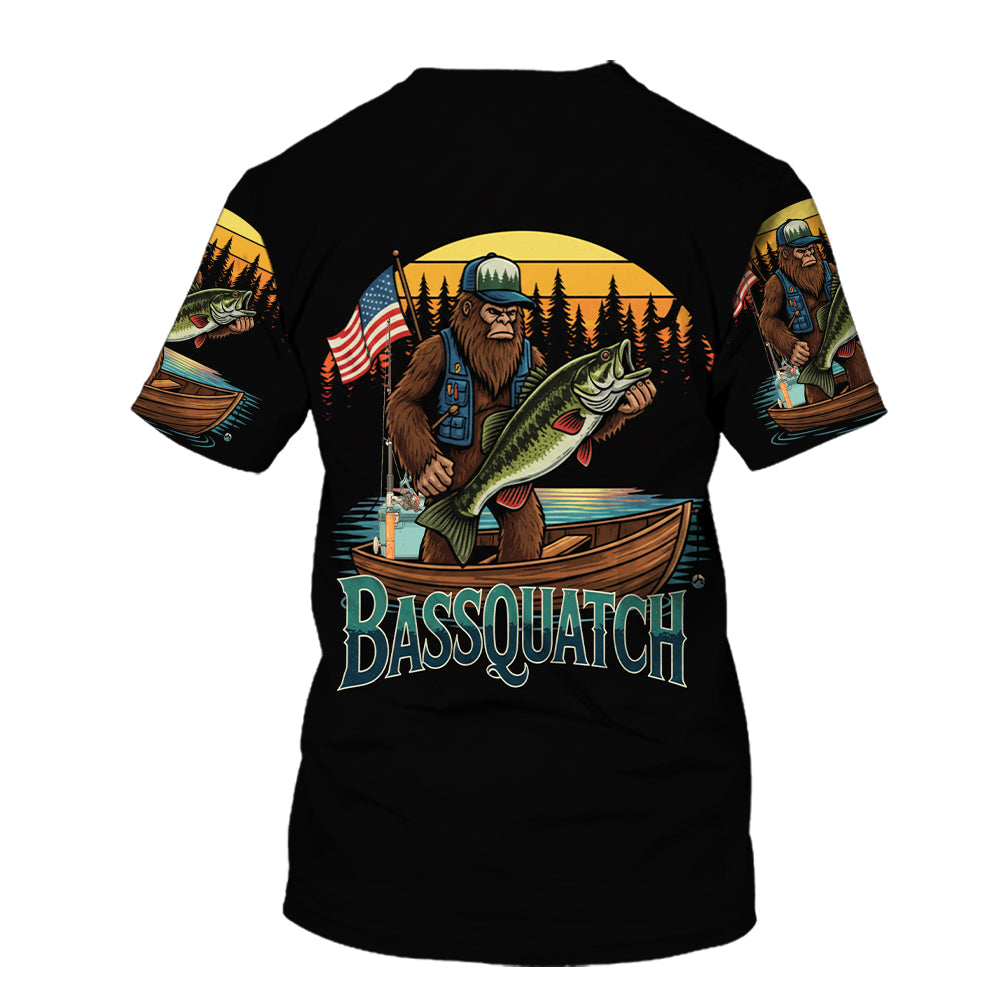 Bassquatch Retro All Over Print Shirt