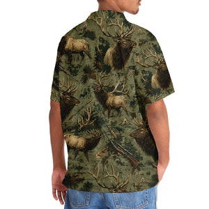 Elk Hunting Forest Hawaiian Shirt