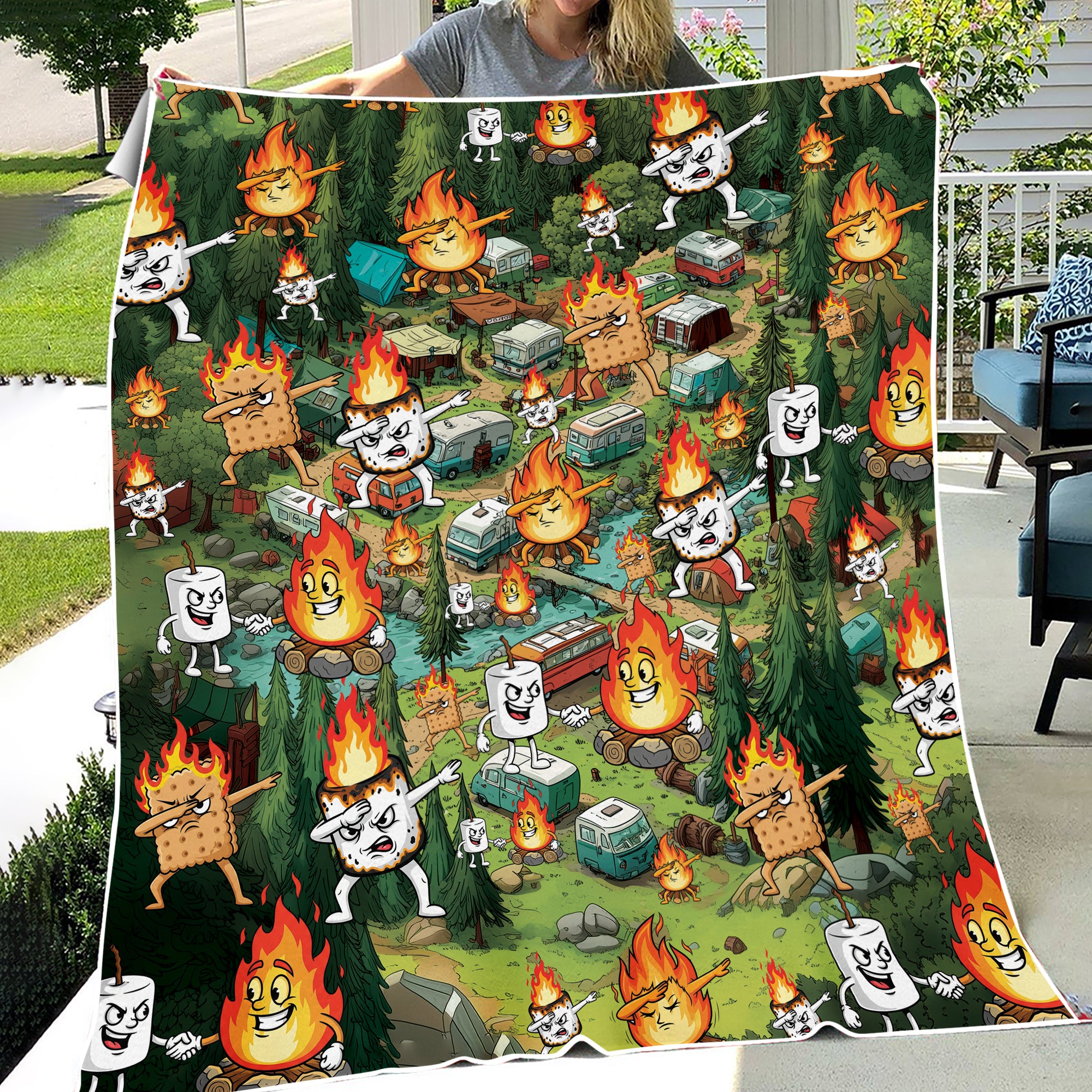 Burnt Marshmallow Camping Fleece Blanket Collection