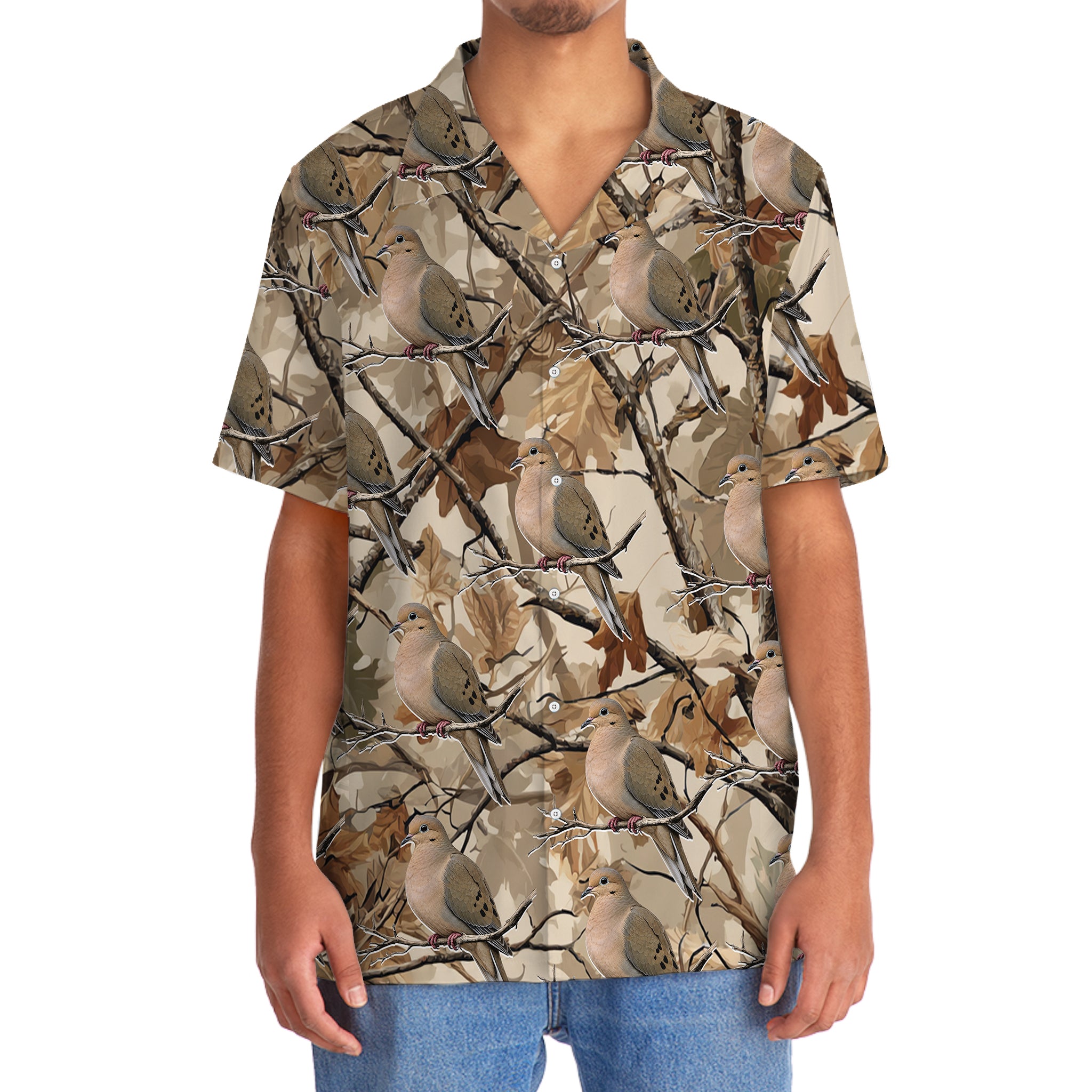 Camo Tree Branches Morning Dove Hawaiian Shirt