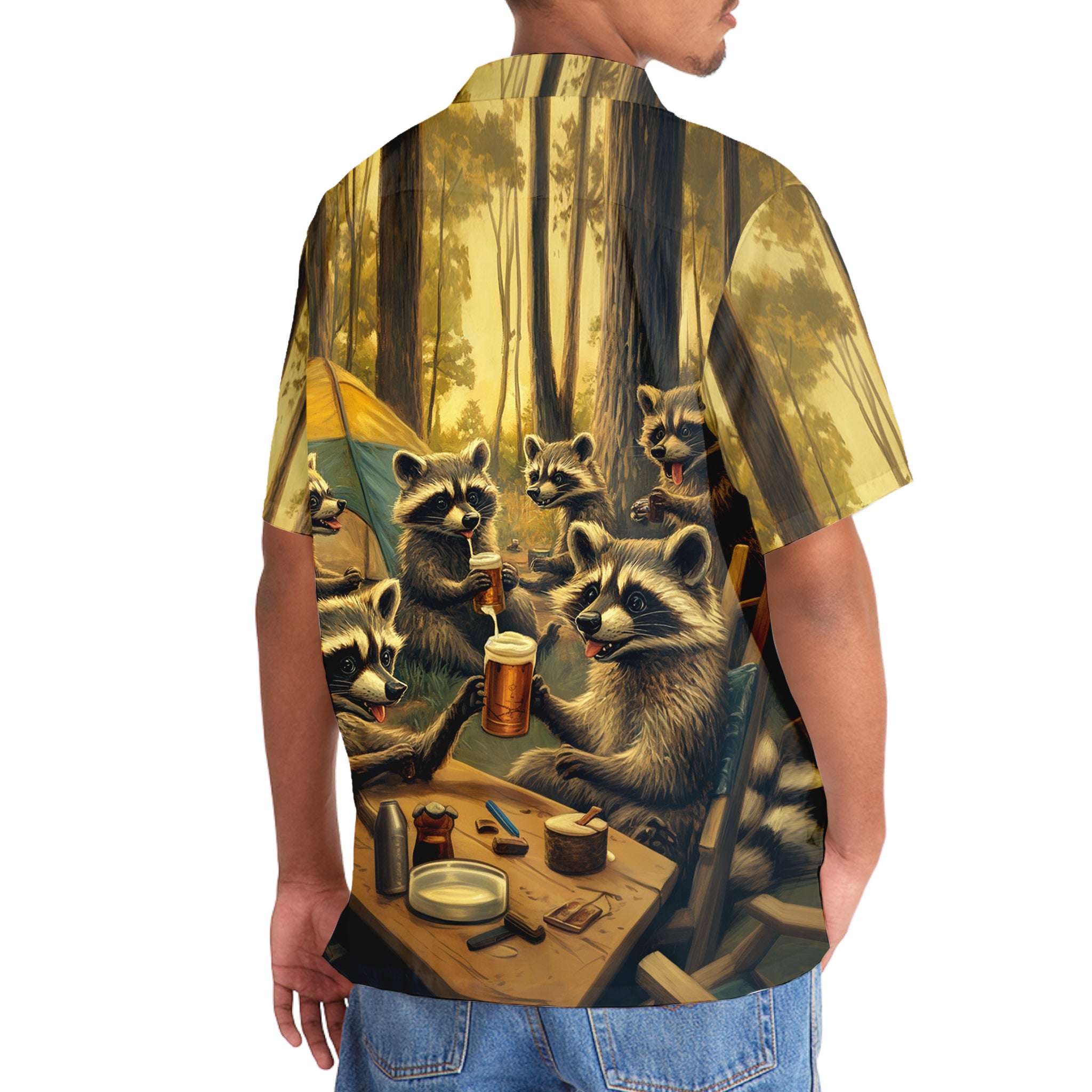 Raccoon Funny Campsite Hawaiian Shirt