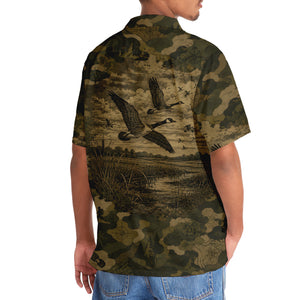 Goose Camouflage Dark Hawaiian Shirt