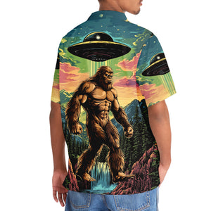 Muscle Bigfoot Hiking UFO Hawaiian Shirt