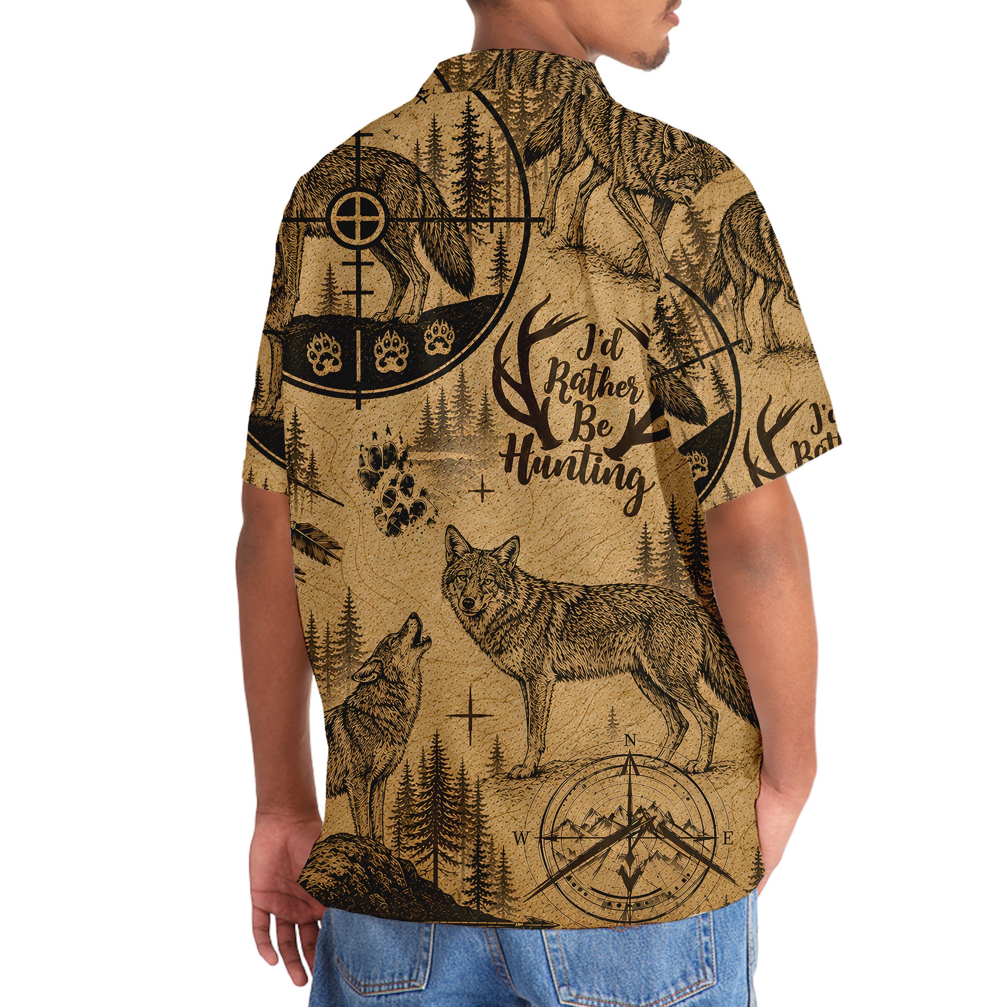 Coyote I'd Rather Be Hunting Hawaiian Shirt