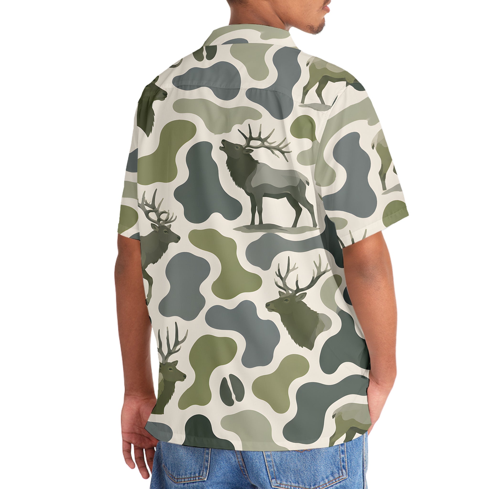 Elk Camouflage Hunting Funny Pattern Hawaiian Shirt