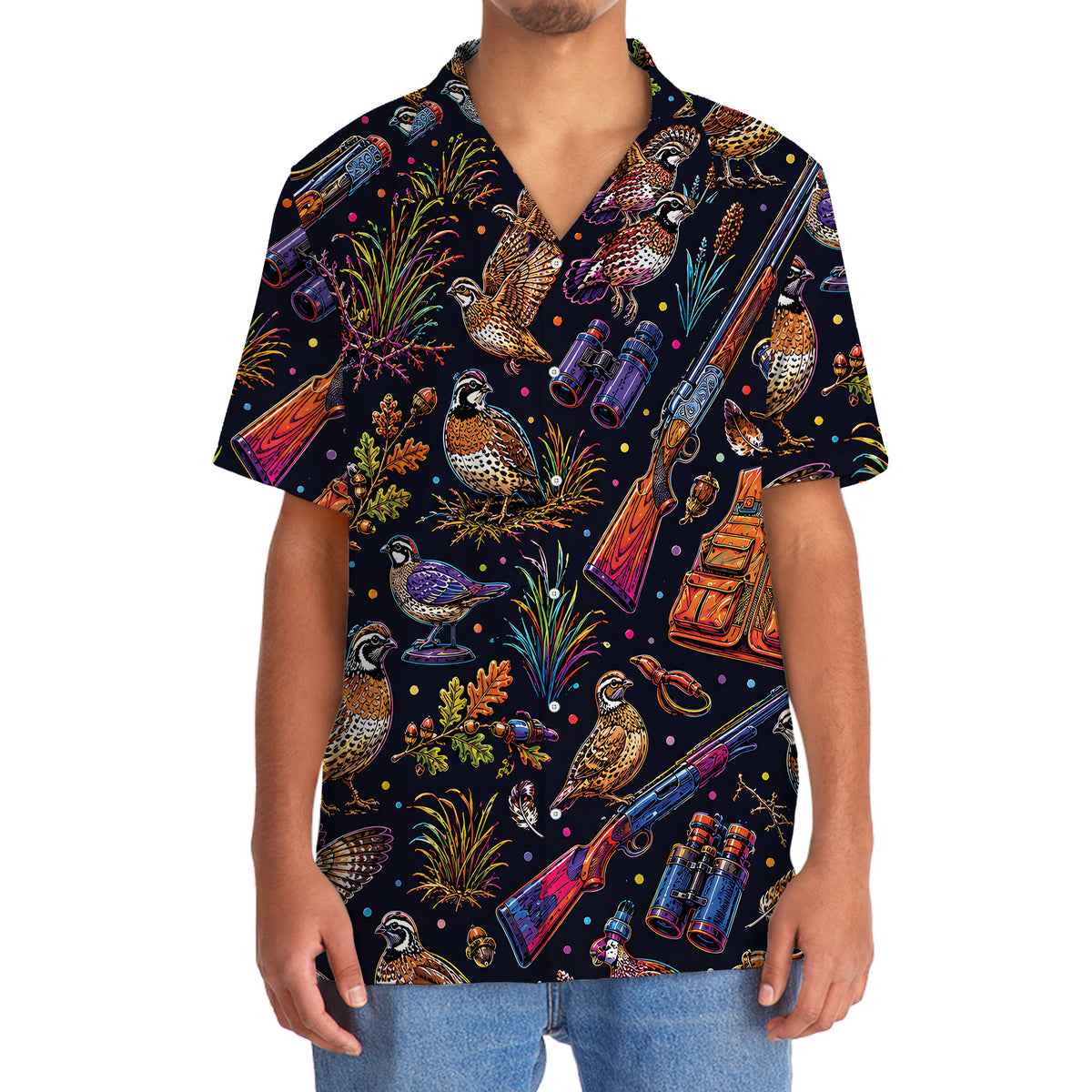 Quail Hunting Graphic Pattern Hawaiian Shirt