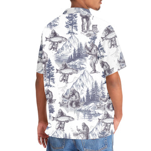 Vintage Bigfoot Goes Fishing Hawaiian Shirt