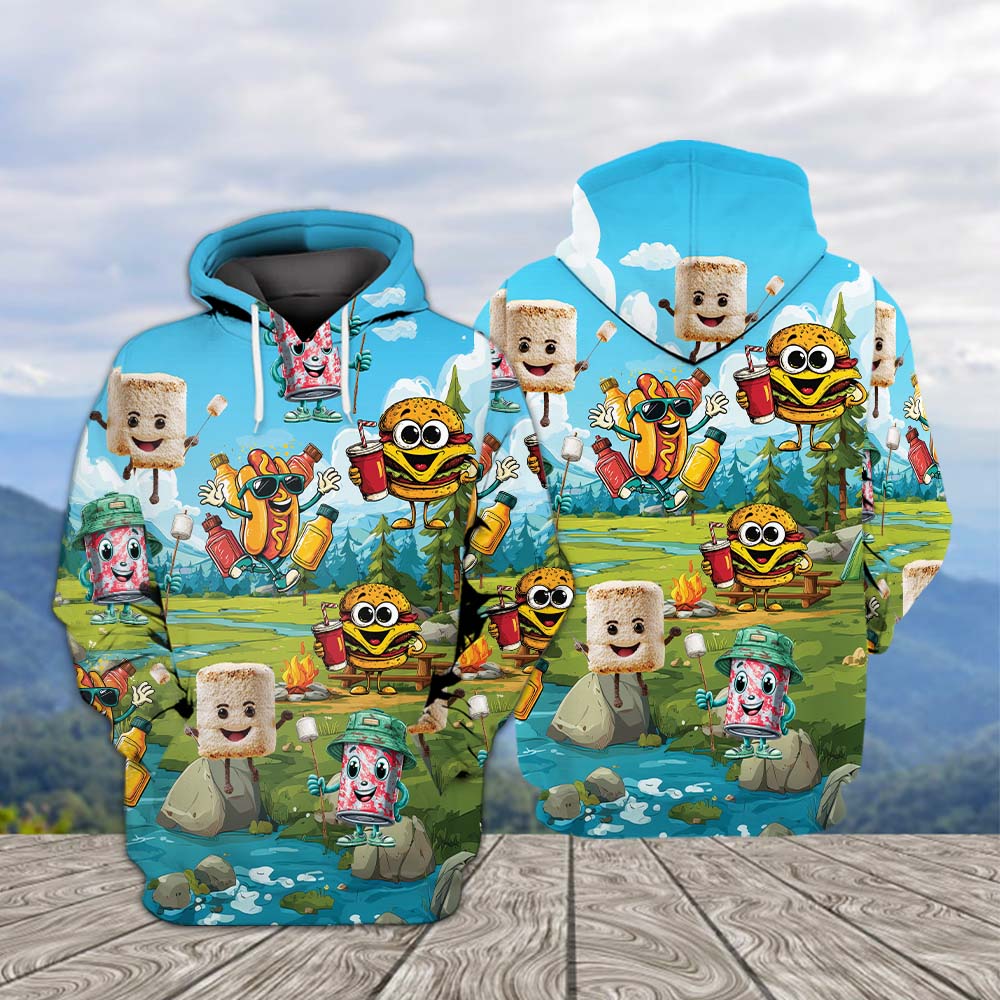 Funny Food Camping All Over Print Shirt