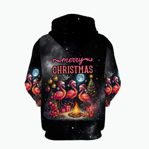 Merry Christmas Flamingo Camping All Over Print Shirt