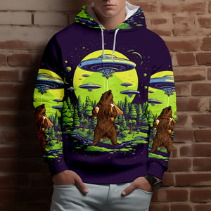 Funny Grizzly Bear Drinking All Over Print Shirt