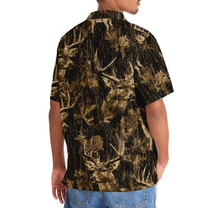 Vintage Deer Art Camo Hawaiian Shirt