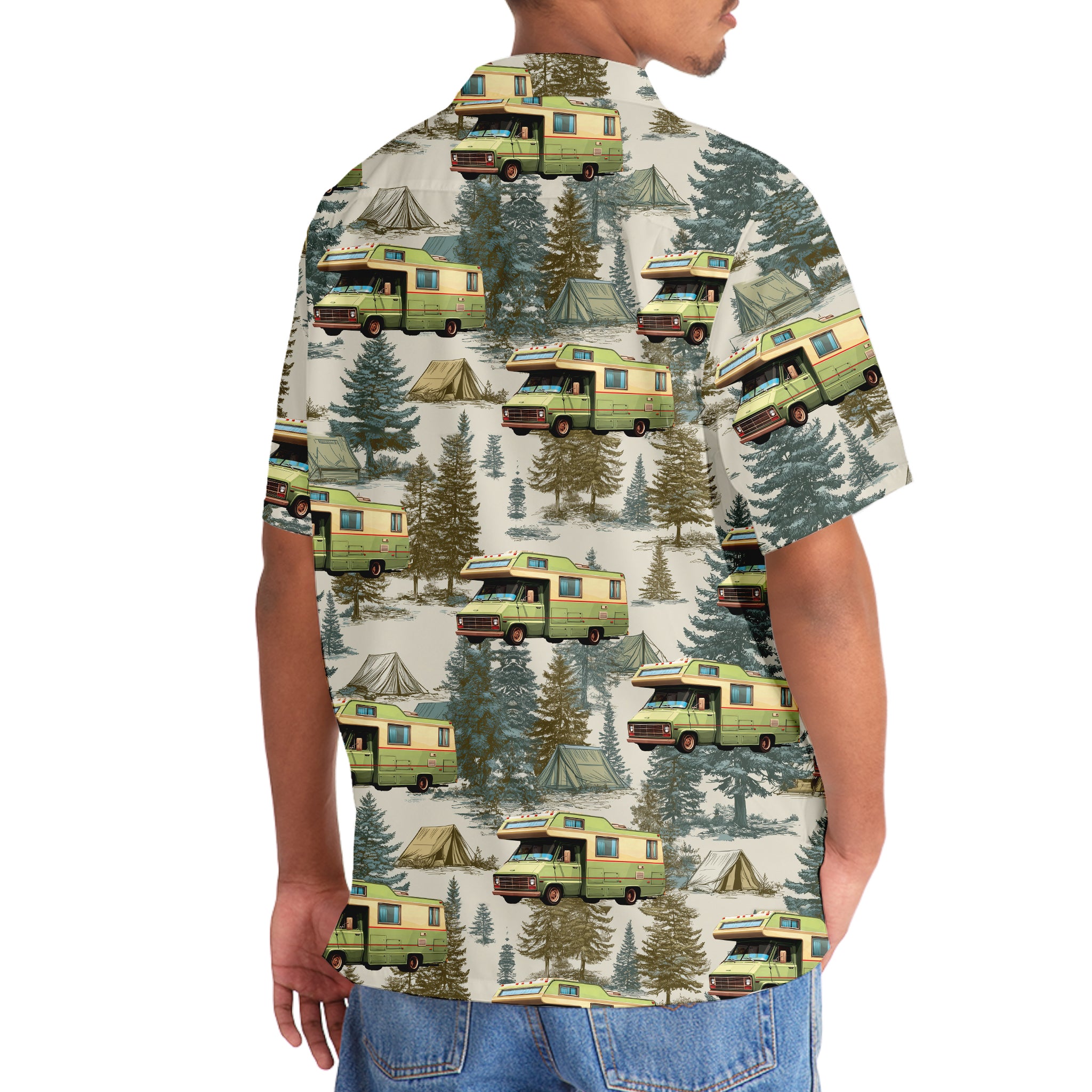 Vintage RV Motorhome Camping Hawaiian Shirt