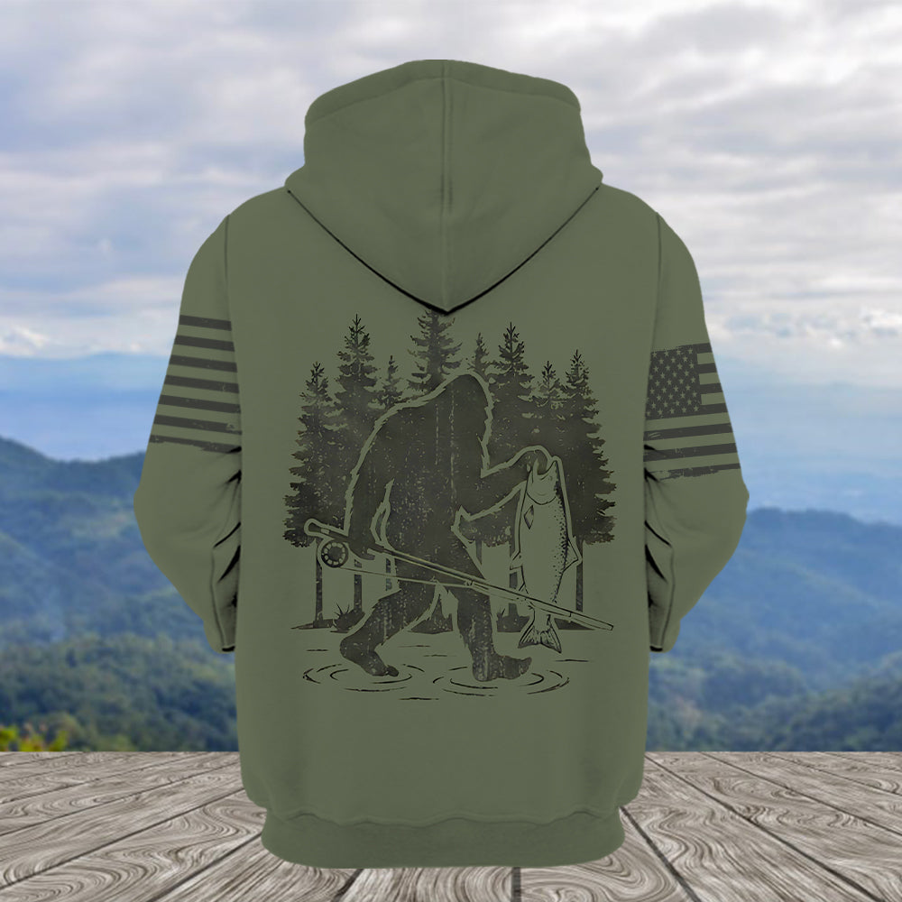 Bigfoot Fishing Funny Fisher Man All Over Print Shirt