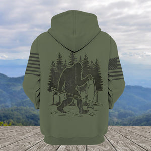 Bigfoot Fishing Funny Fisher Man All Over Print Shirt
