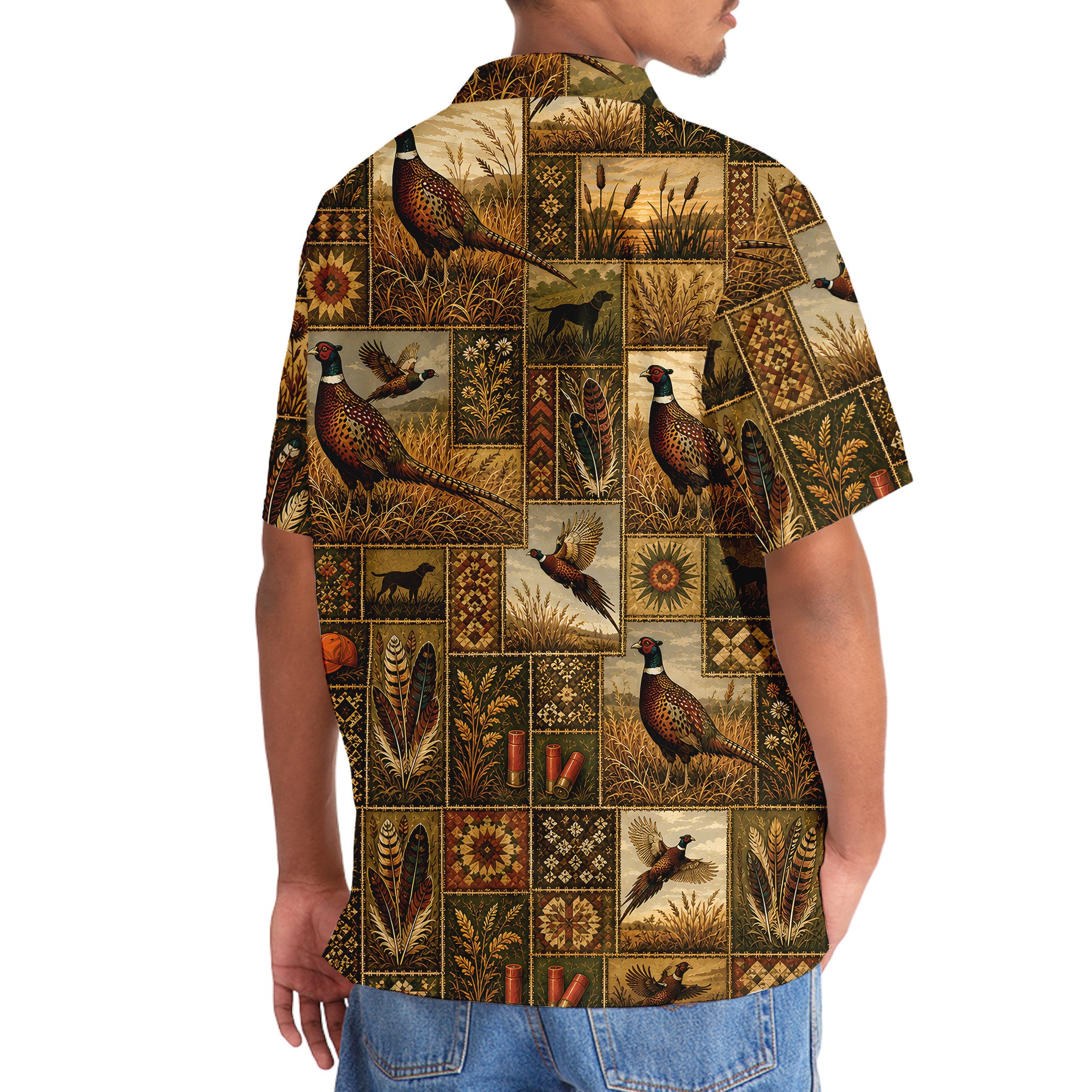 Pheasant Hunting Vintage Pattern Graphic Hawaiian Shirt