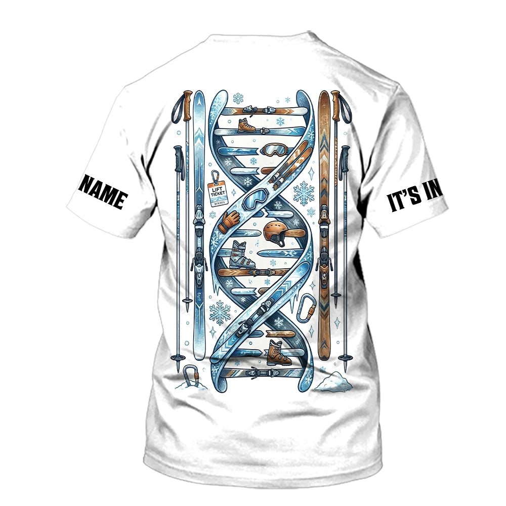 Custom Name Skiing It's In My DNA All Over Print Shirt