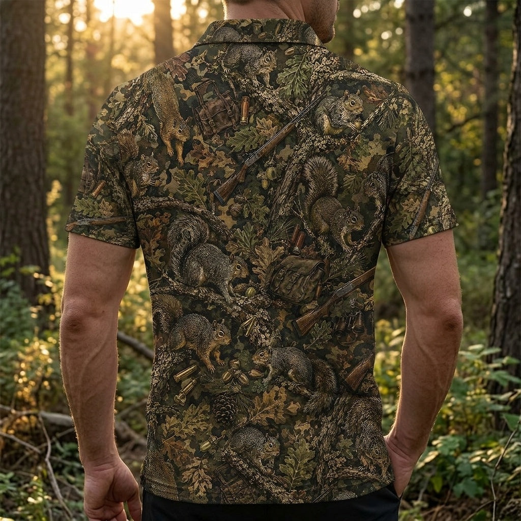Vintage Squirrel Hunting Men Polo Shirt