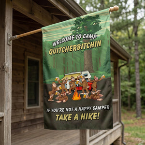Camping Bigfoot Welcome To Camp Flag Decor