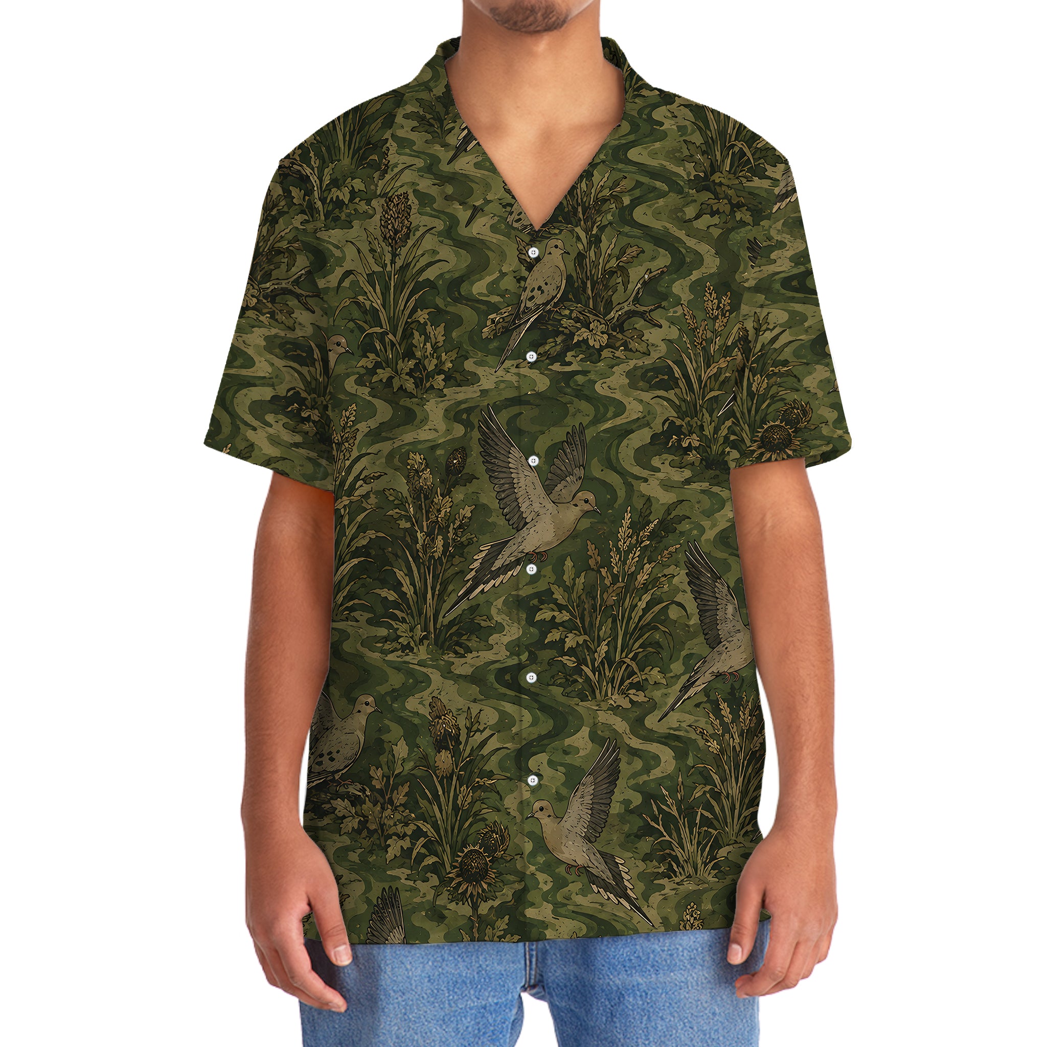 Vintage Mourning Dove Camo Hawaiian Shirt