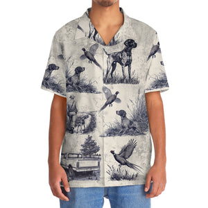 Retro Pheasant & Hunting GSP Dog Button Down Hawaiian Shirt