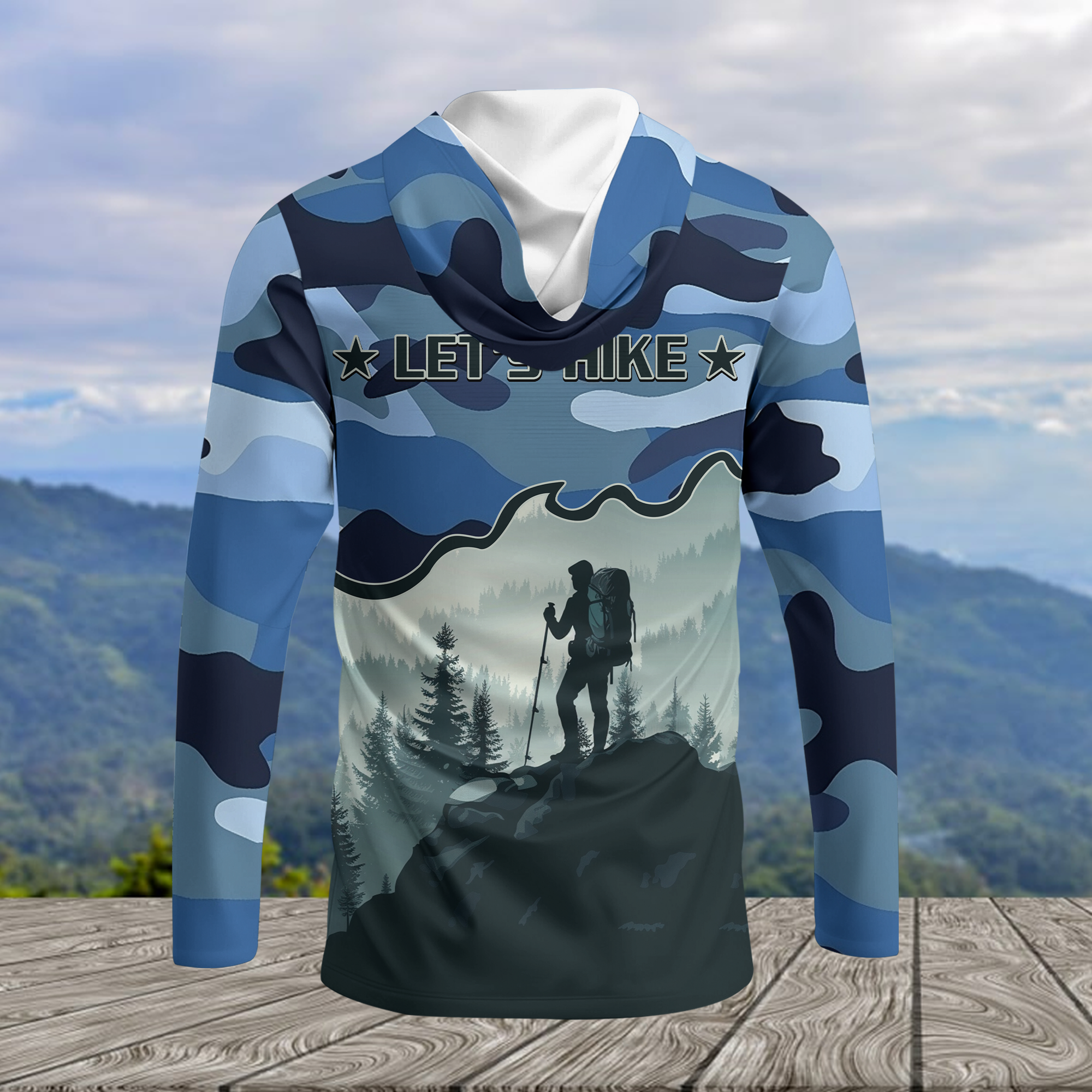 Hiking Mountain Blue Camo All Over Print Shirt