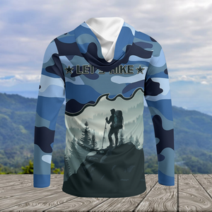 Hiking Mountain Blue Camo All Over Print Shirt