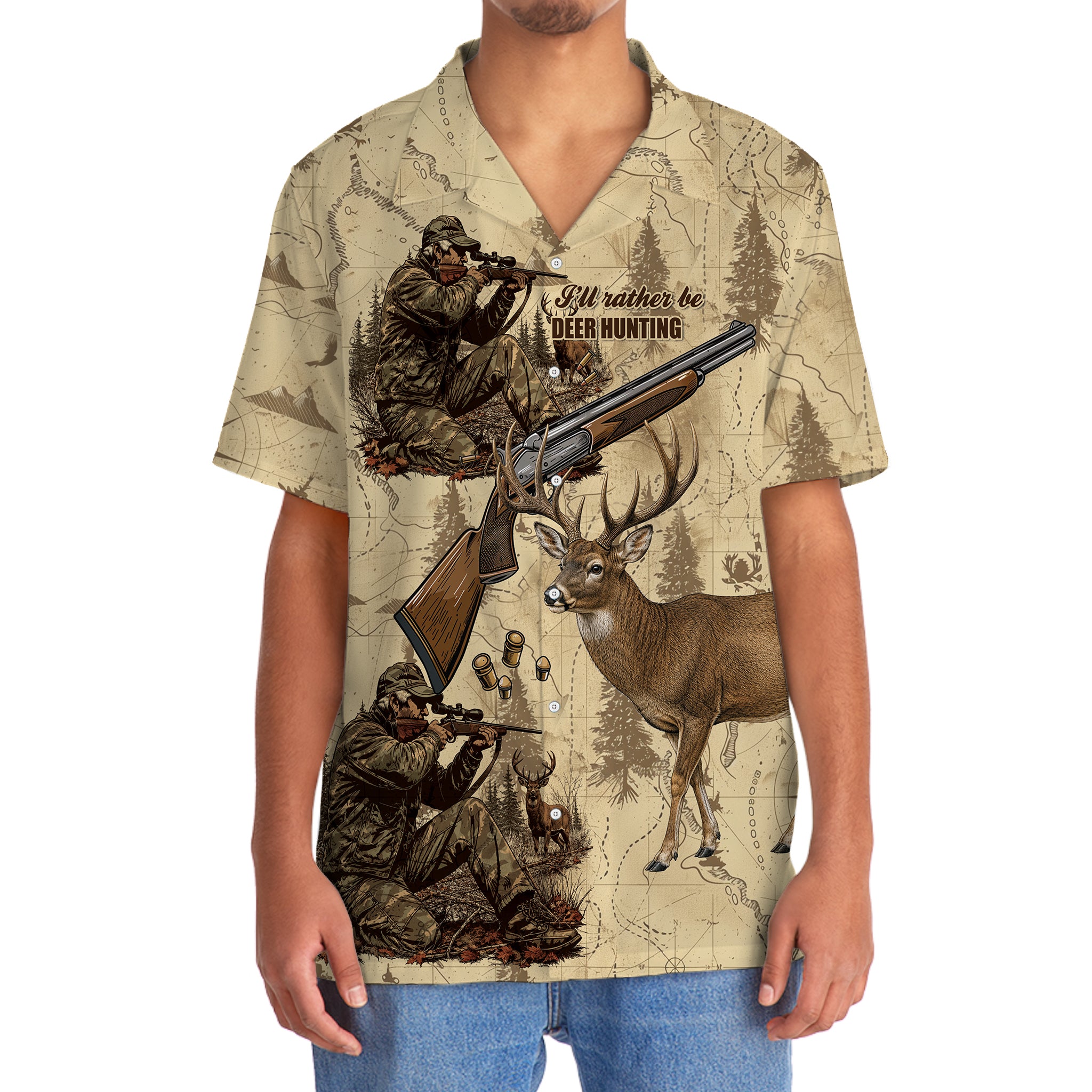 Vintage Wild Deer Hunting Hawaiian Shirt