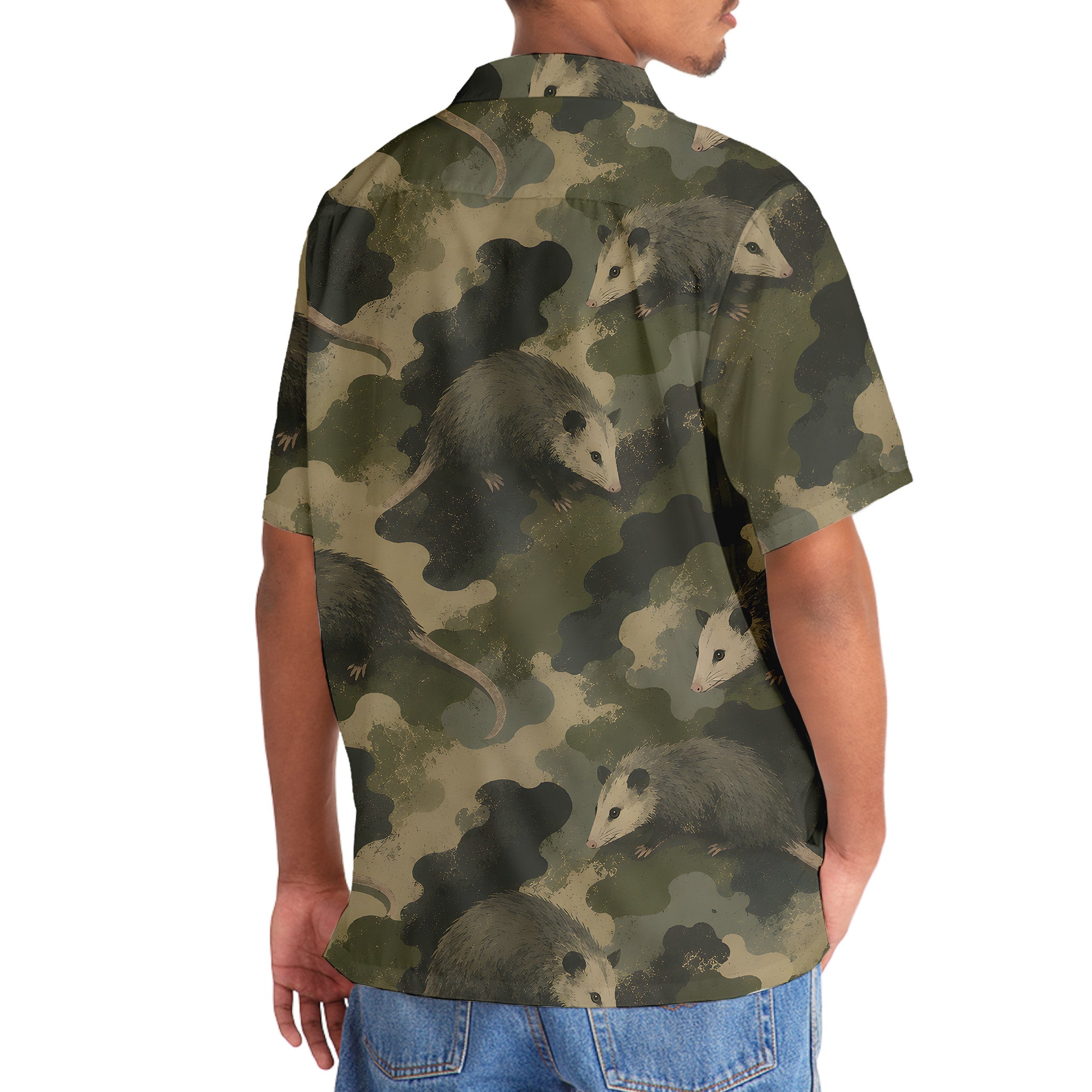 Opossum Camouflage Graphic Pattern Hawaiian Shirt