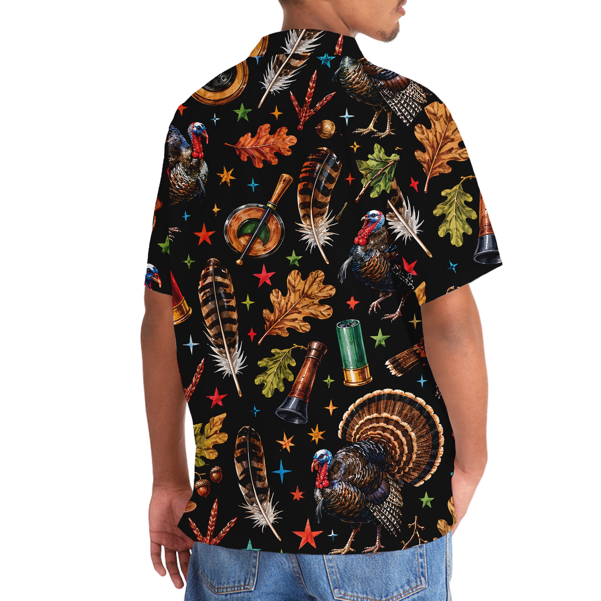 Turkey Hunting Retro Black Hawaiian Shirt