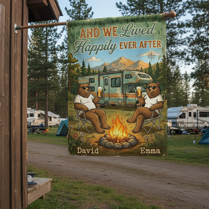Custom Name And We Lived Happily Ever After Flag Decor