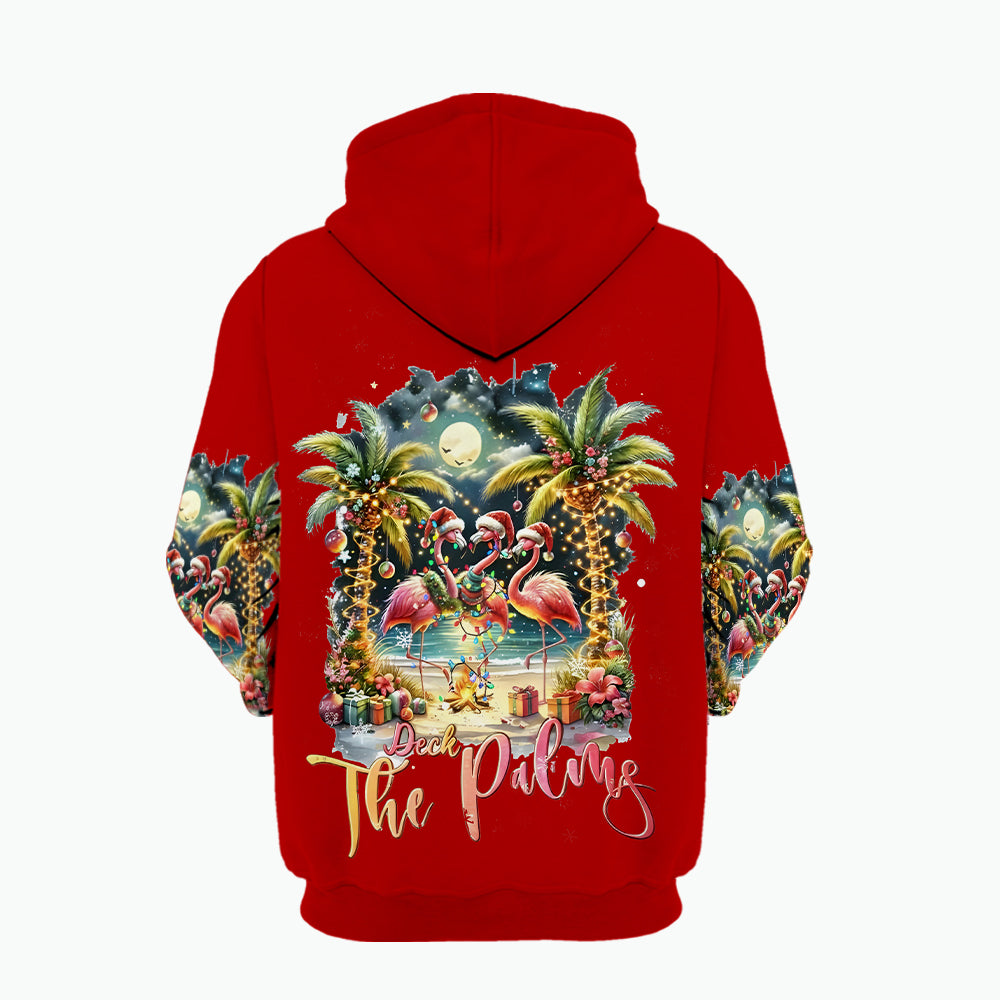 Christmas Deck The Palms Flamingo All Over Print Shirt