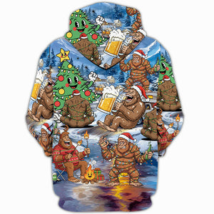 Bigfoot Camping In Santa Costume All Over Print Shirt