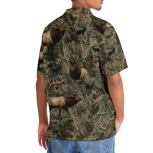Vintage Elk Hunter Camo Hawaiian Shirt