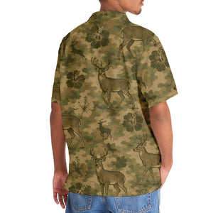 Deer Hibiscus Camouflage Hawaiian Shirt