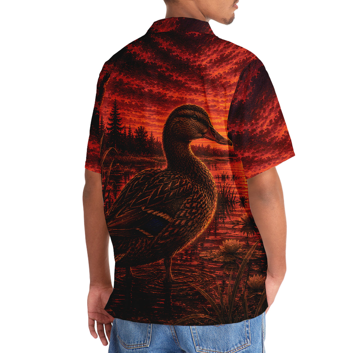Duck Hunting Burnt Sky Hawaiian Shirt