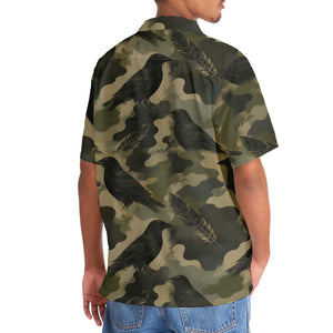Crow Camouflage Graphic Pattern Hawaiian Shirt