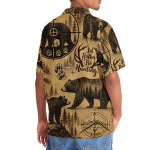 Black Bear I'd Rather Be Hunting Hawaiian Shirt
