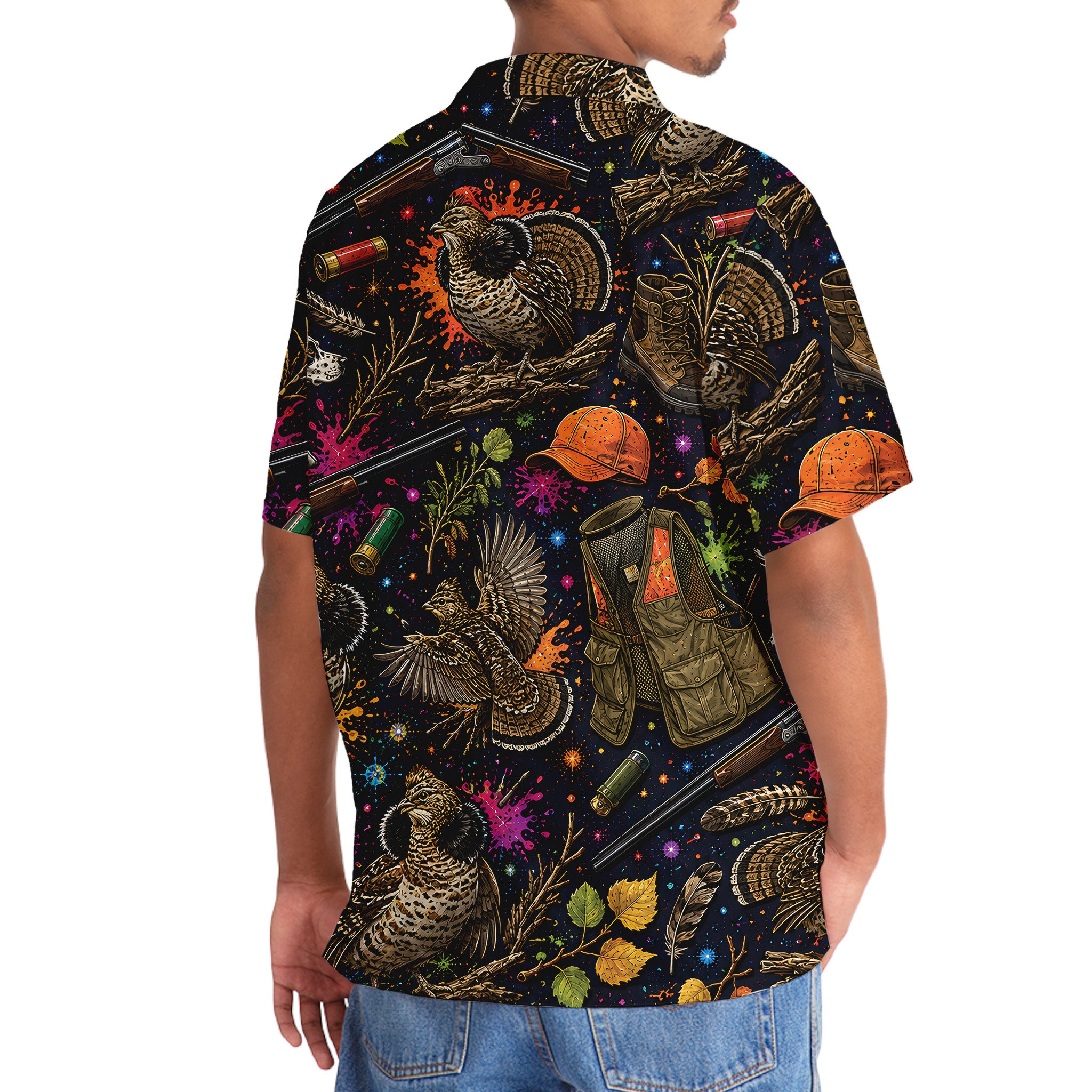 Retro Grouse Hunting Colorful Hawaiian Shirt